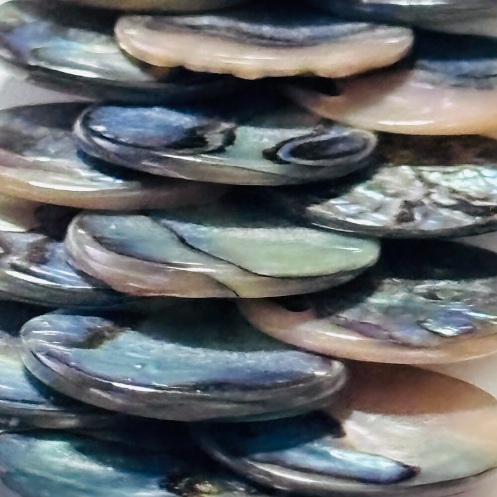 Abalone Shell Disc Bib Necklace Iridescent Statement Collar - Picture 6 of 13
